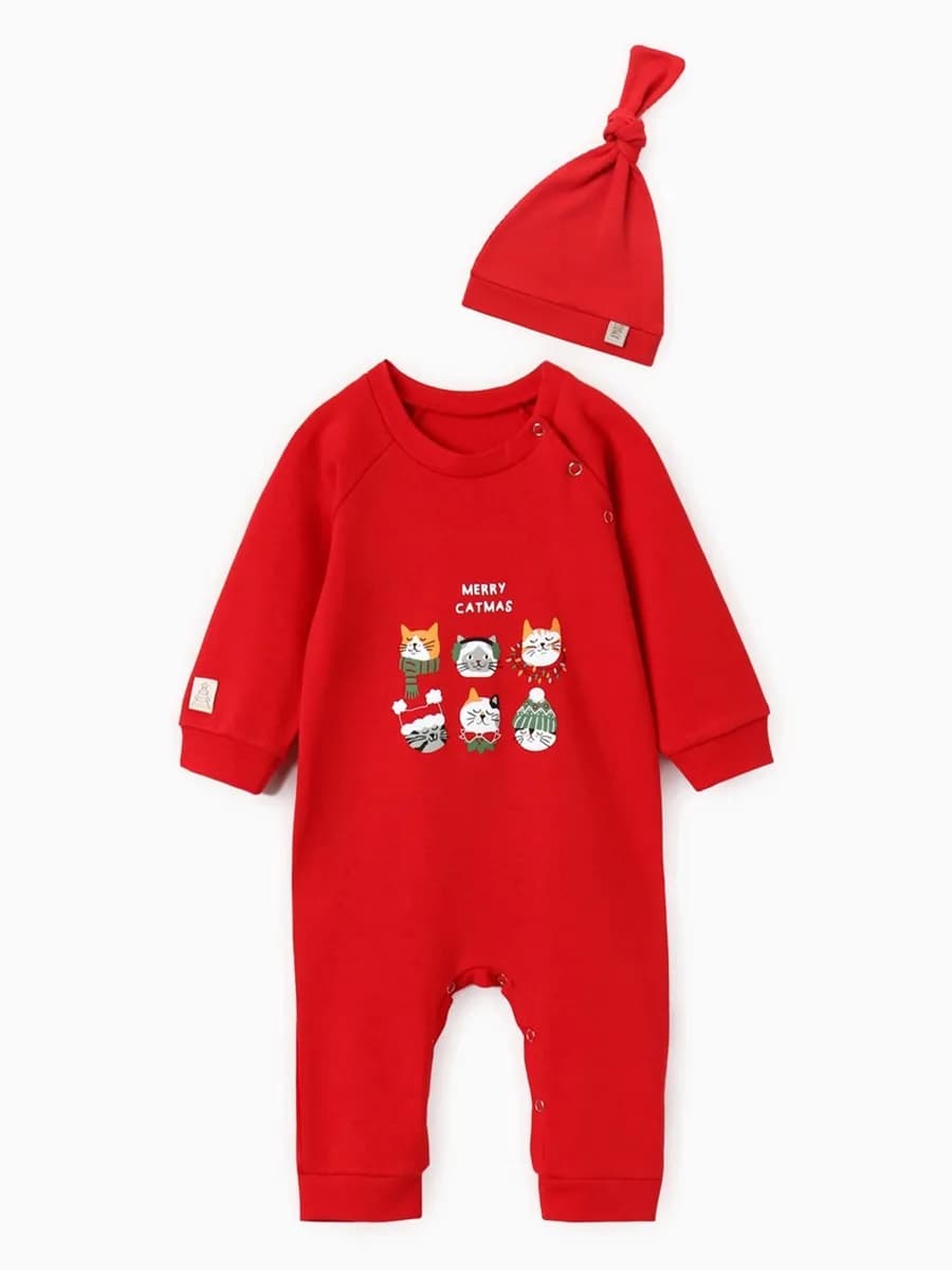 Комбинезон новогодний с шапочкой для малышей