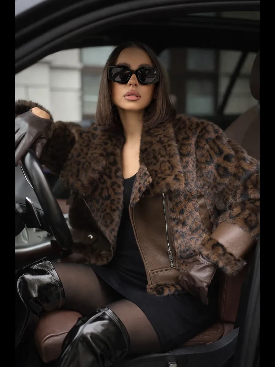 Дубленка меховая полушубок зимняя оверсайз