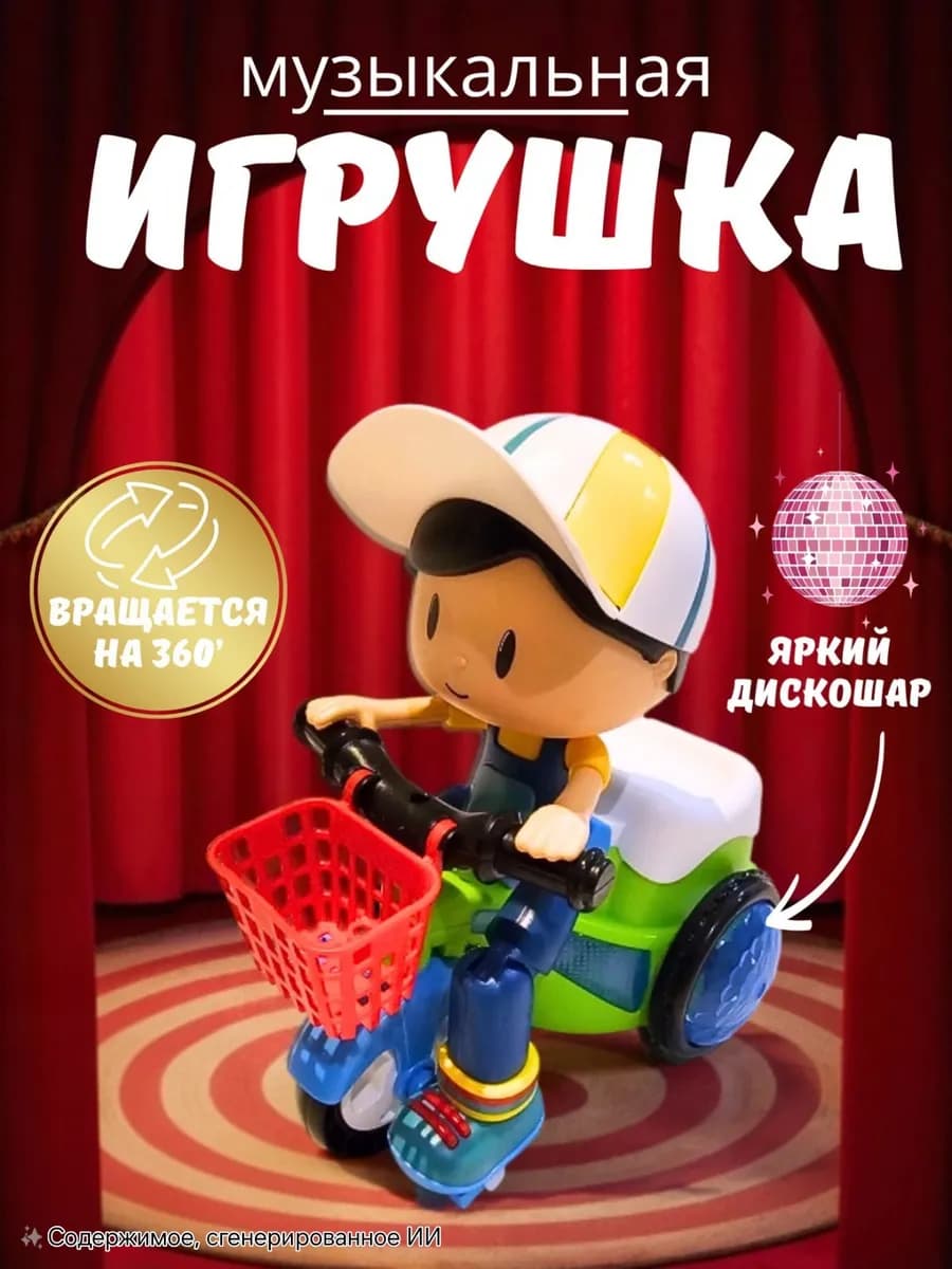 Интерактивная музыкальная игрушка мальчик на велосипеде
