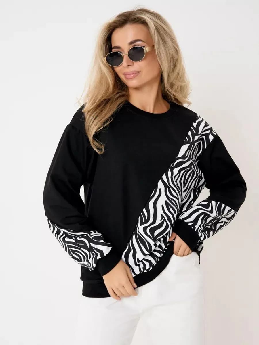 Свитшот оверсайз хлопковый трикотажный