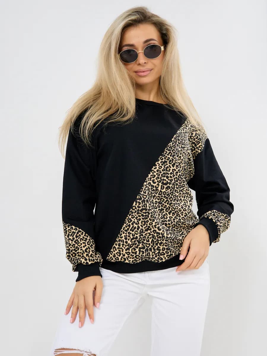 Свитшот оверсайз хлопковый трикотажный