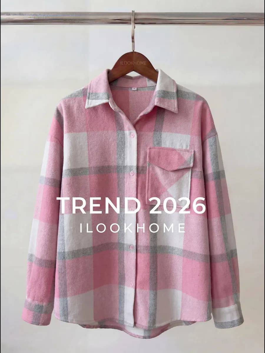 Рубашка в клетку новогодняя оверсайз теплая - фото 1