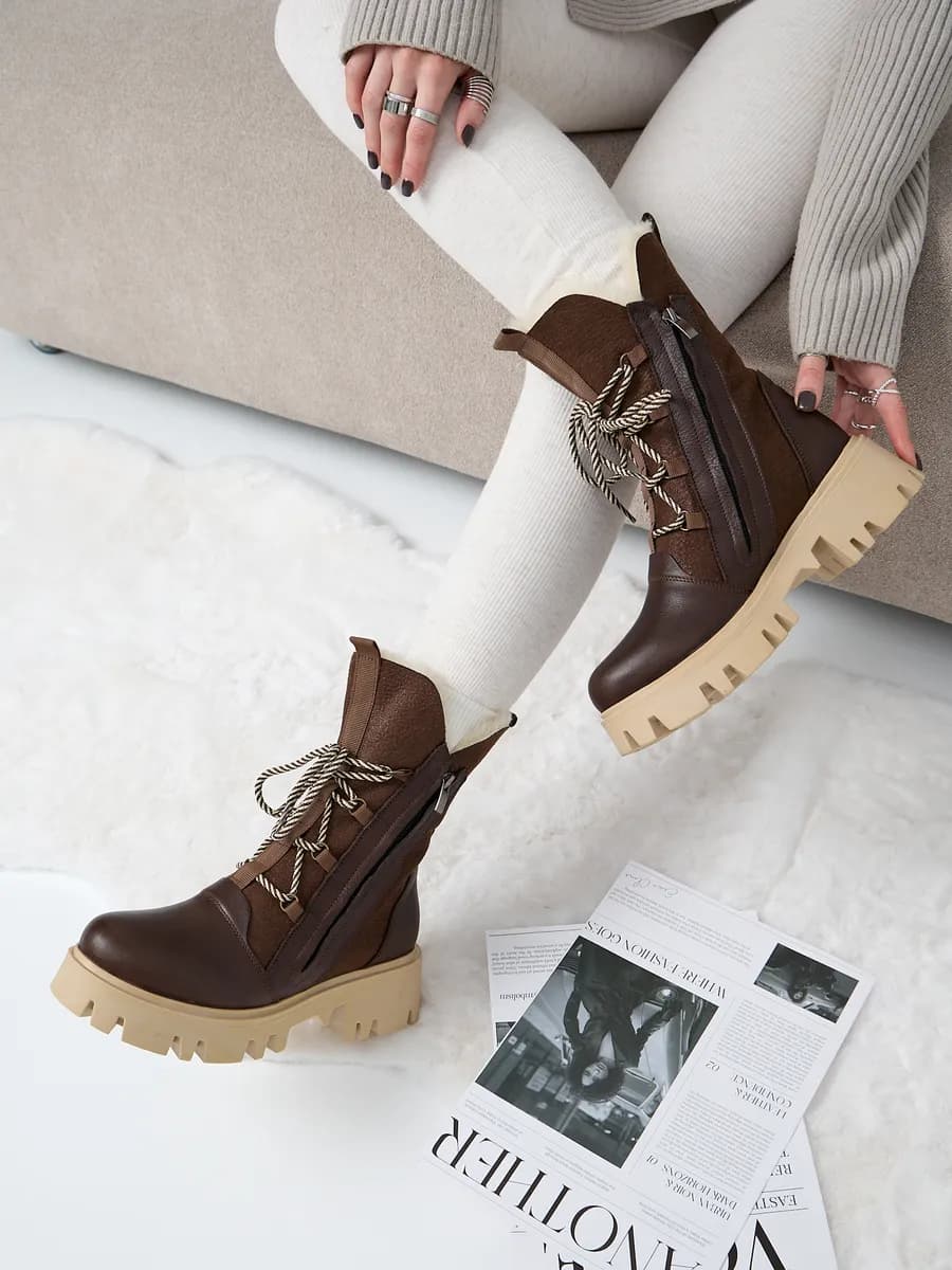 Ботинки женские зимние теплые на толстой подошве