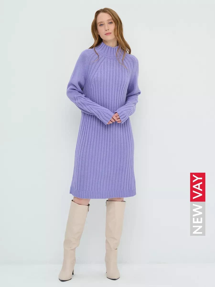 Платье теплое вязаное лапша с горлом