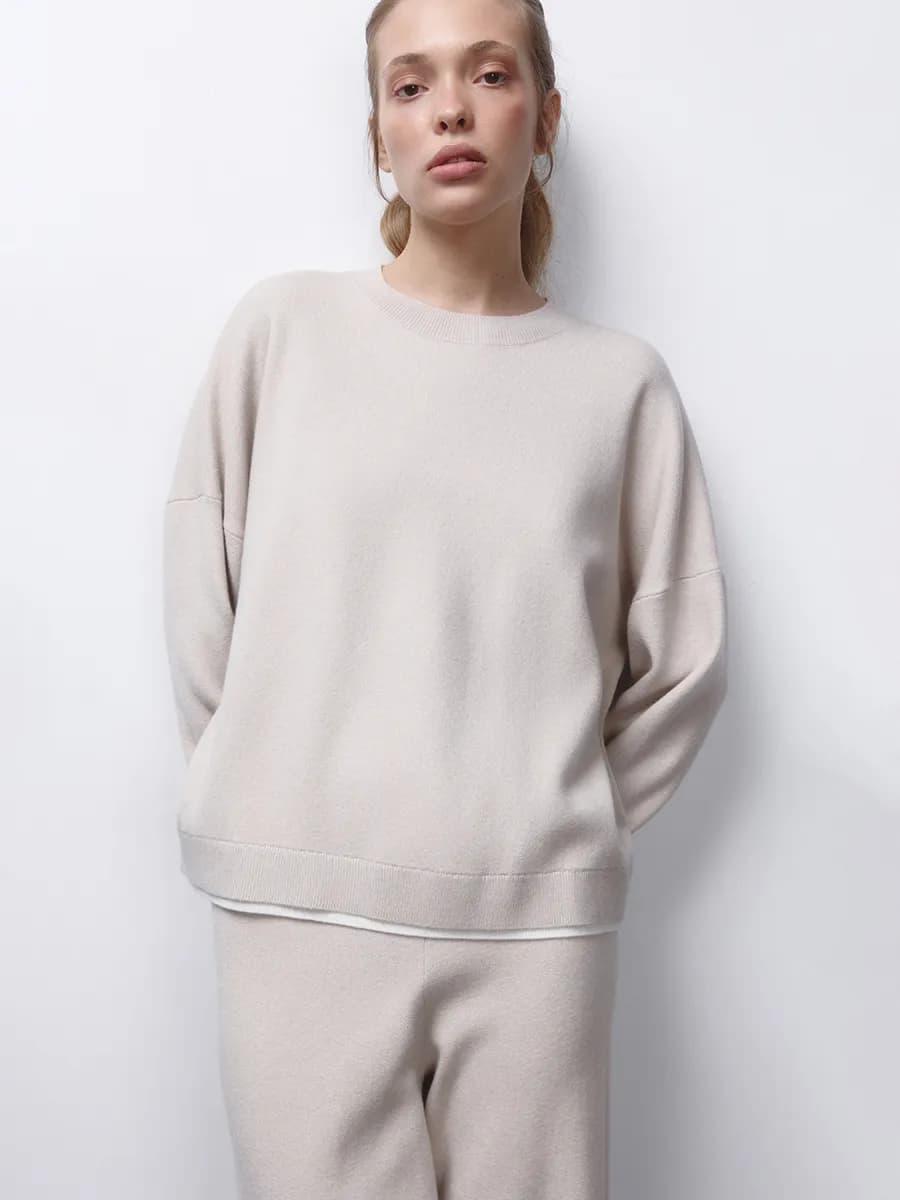 Джемпер вязаный с имитацией второго слоя - фото 1