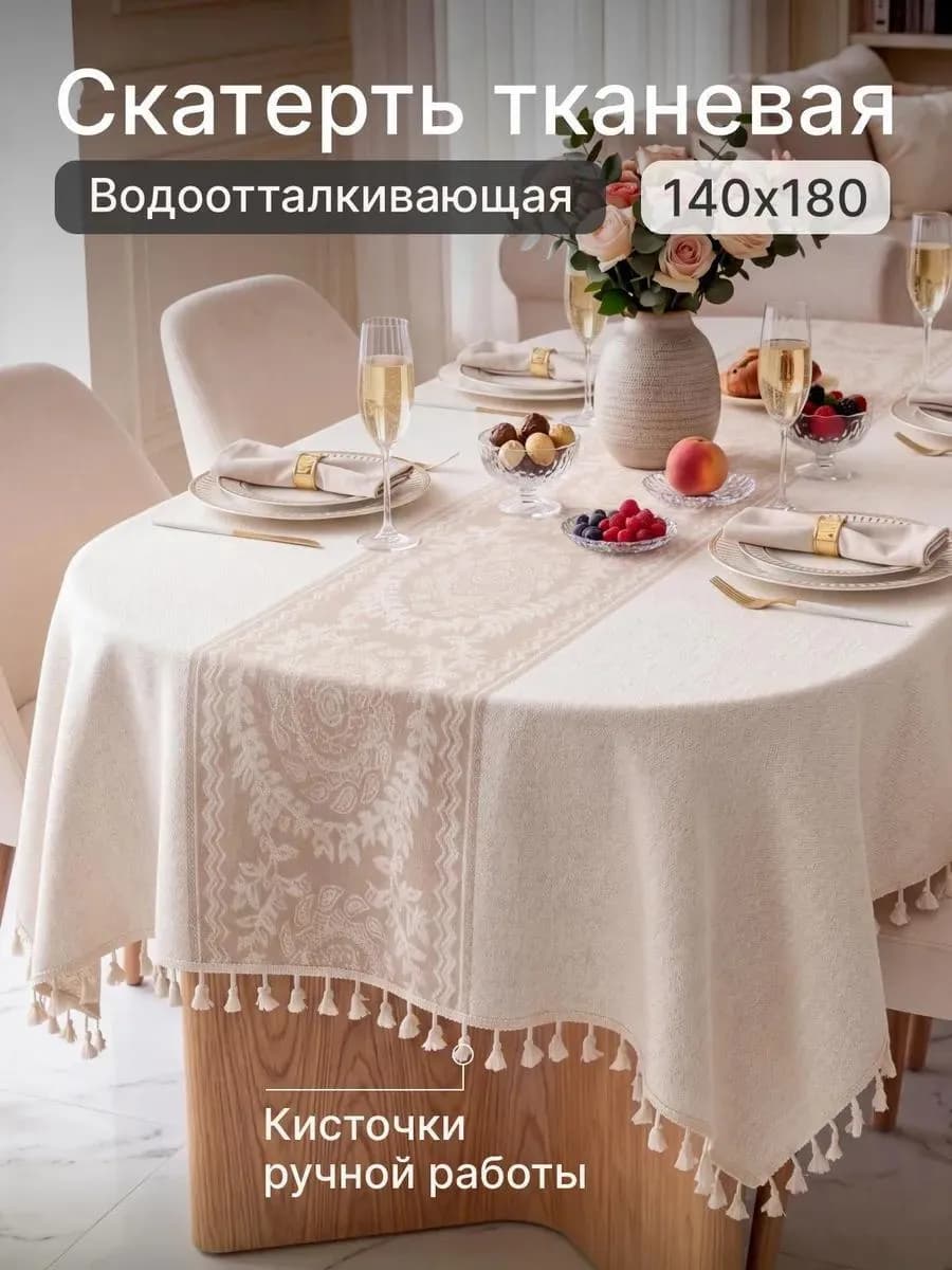 Скатерть тканевая водоотталкивающая на стол 140х180см