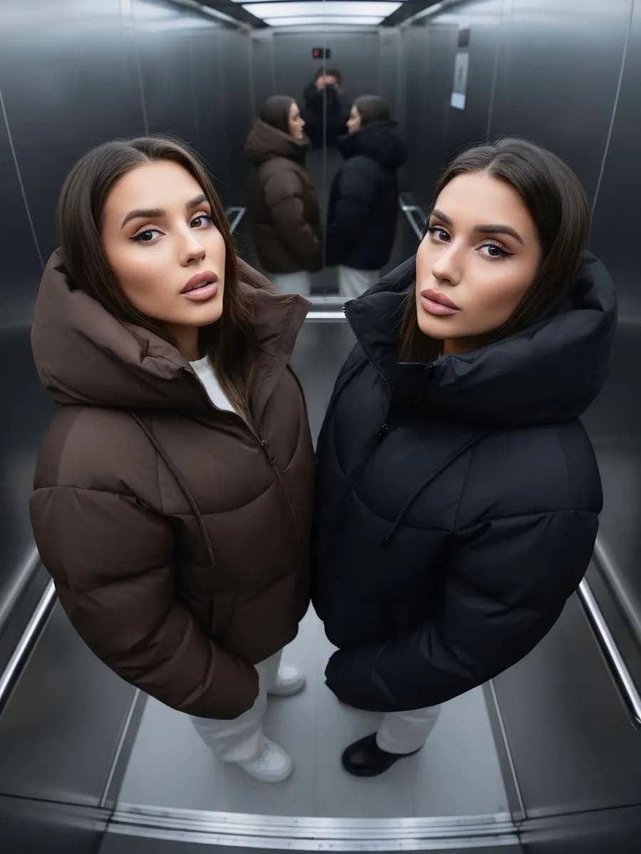 Куртка зимняя оверсайз с капюшоном