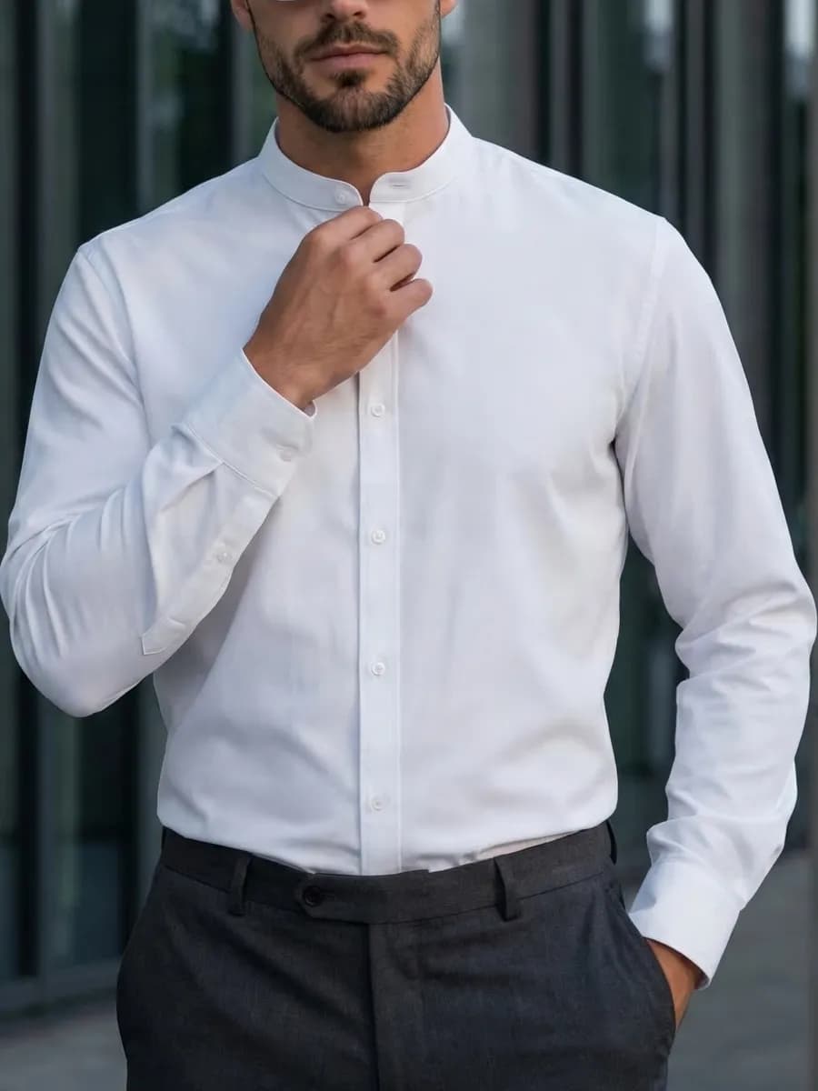 Рубашка с длинным рукавом без воротника