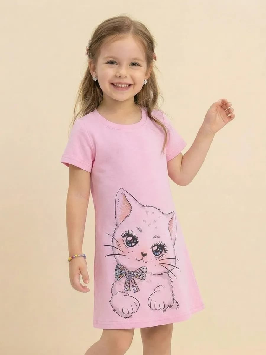 Платье в садик с коротким рукавом Пике