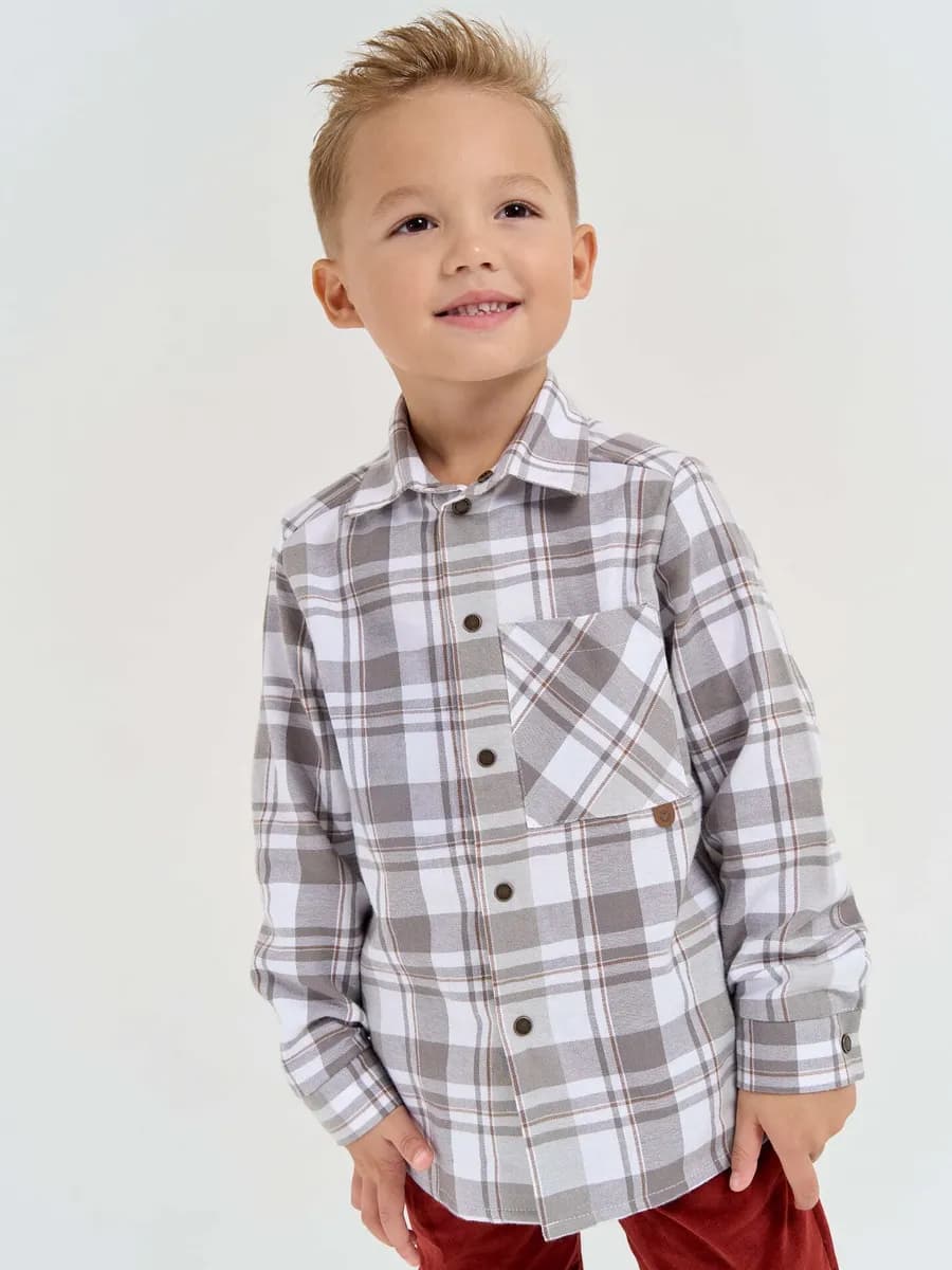 Рубашка для мальчика в клетку фланелевая