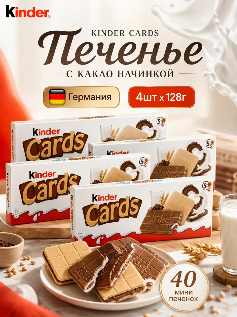 Печенье Cards, вафельное 128гр
