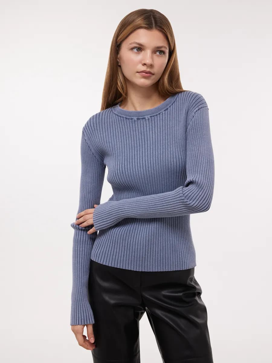 Джемпер из хлопка в рубчик