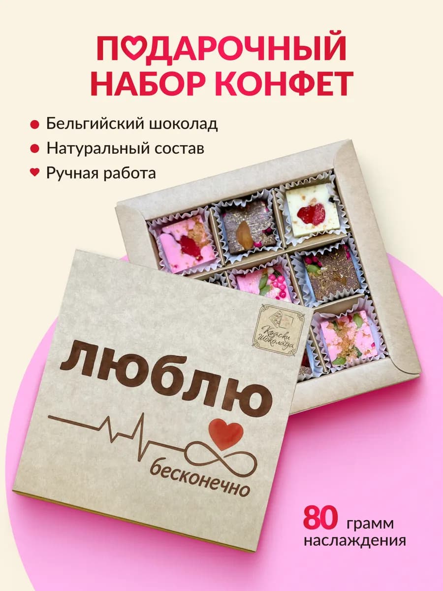 Подарочный набор сладостей Шоколадные конфеты Люблю
