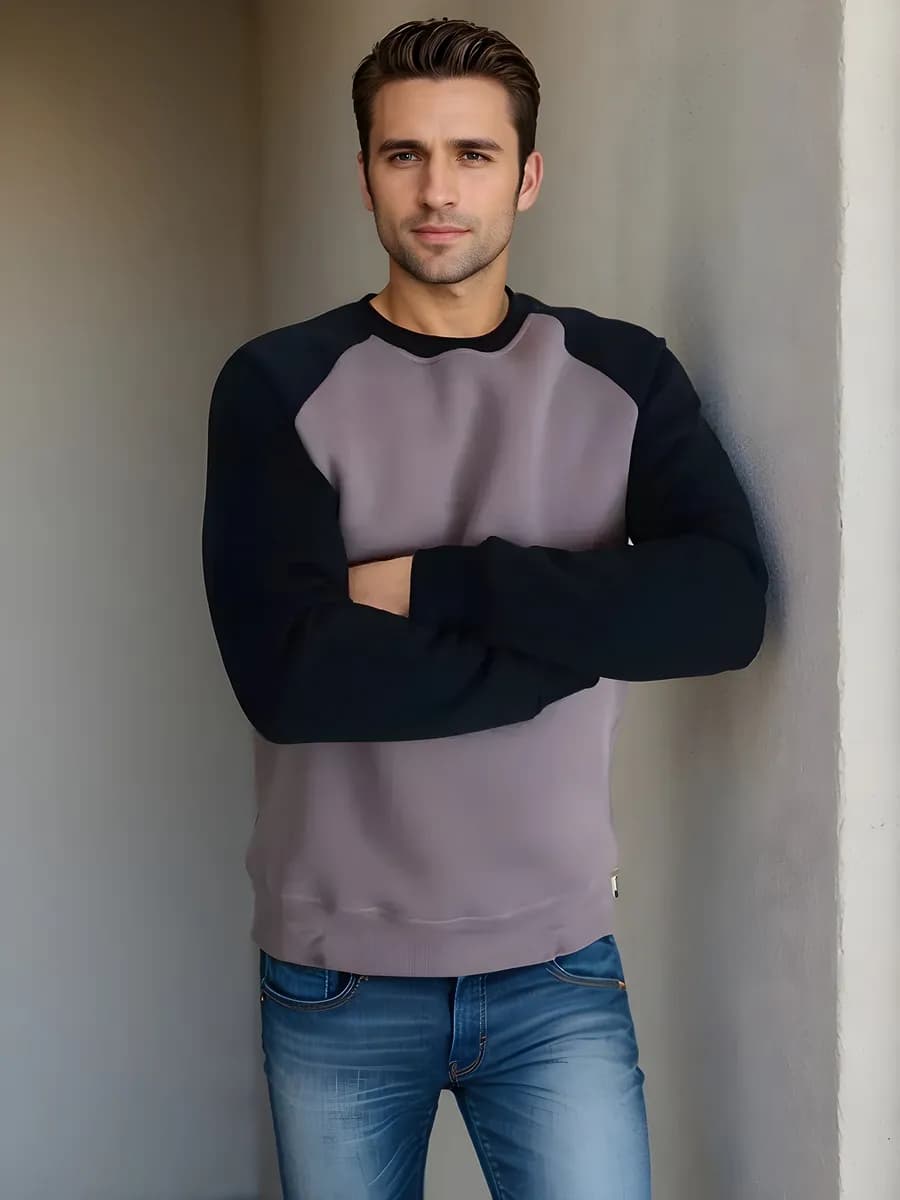 Свитшот двухцветный с начесом реглан