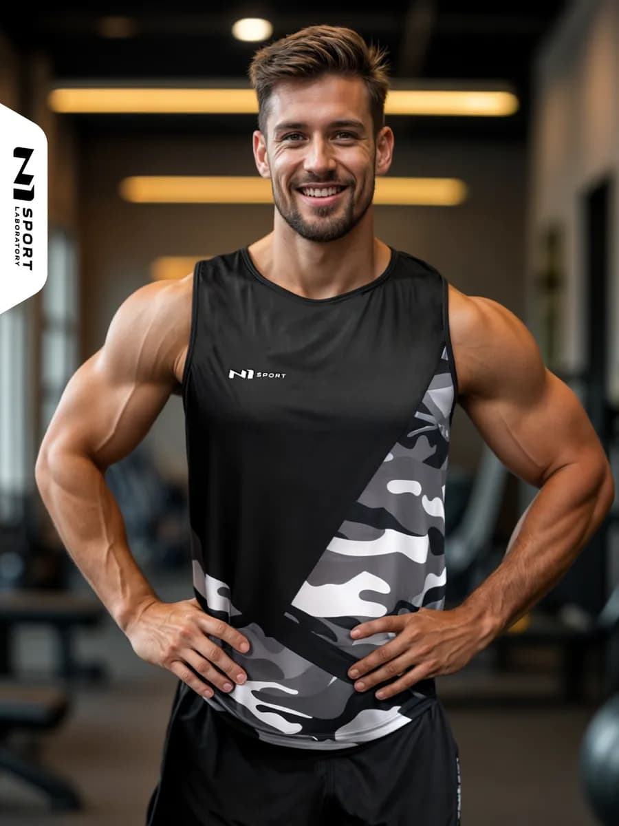 Спортивная майка для фитнеса и зала, борцовка - фото 1