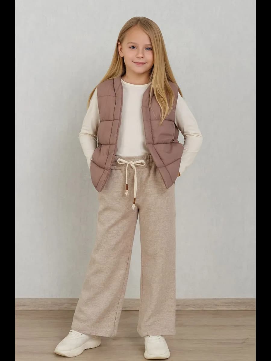 Брюки широкие в рубчик в школу утепленные