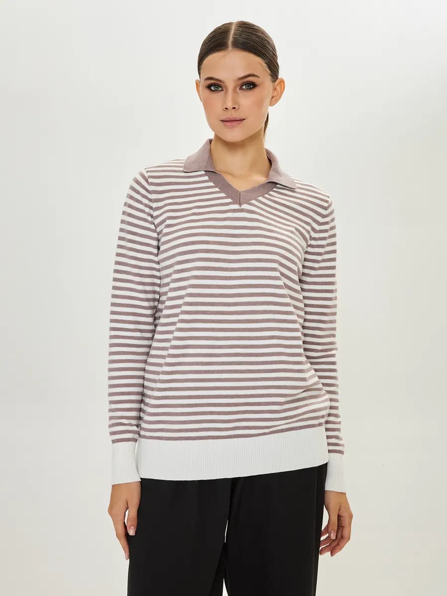 Джемпер поло в полоску оверсайз