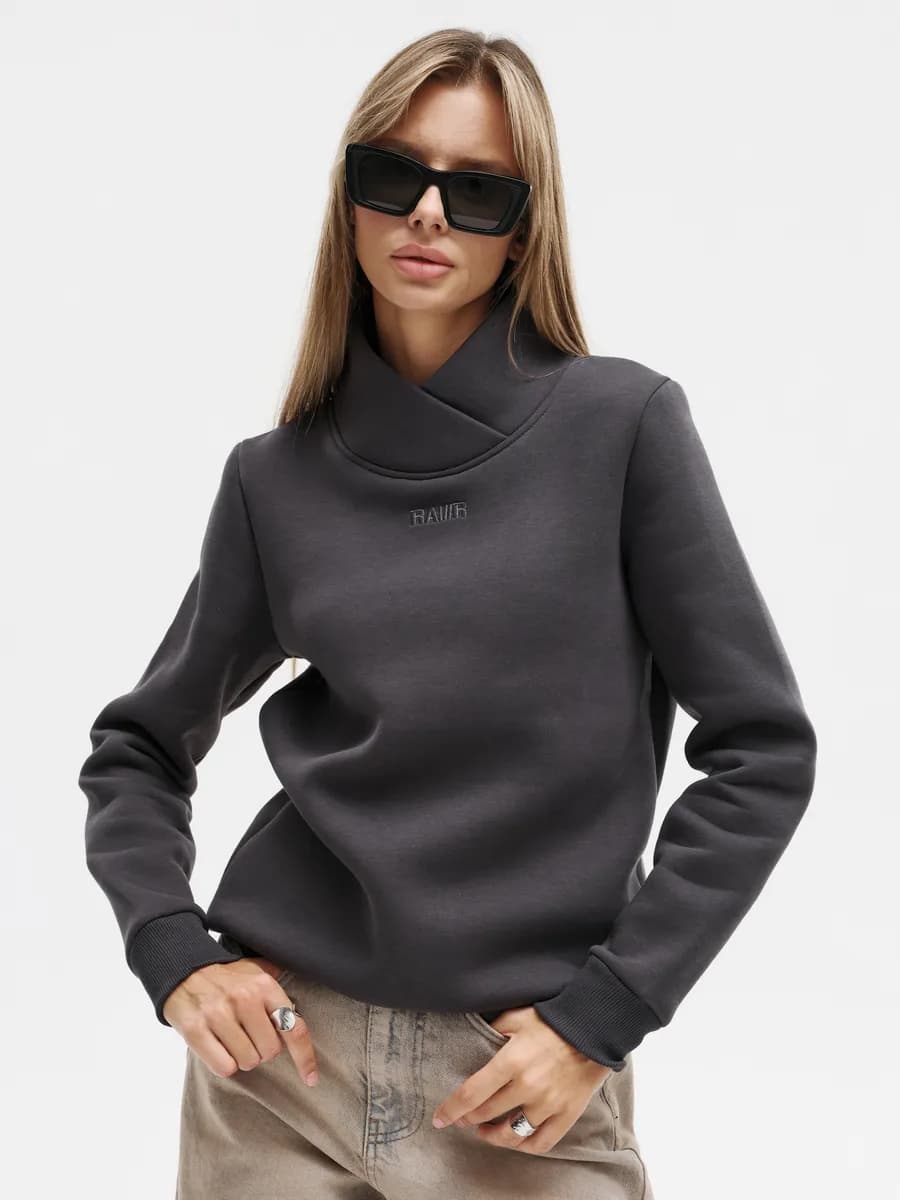 Свитшот с воротником теплый с начесом