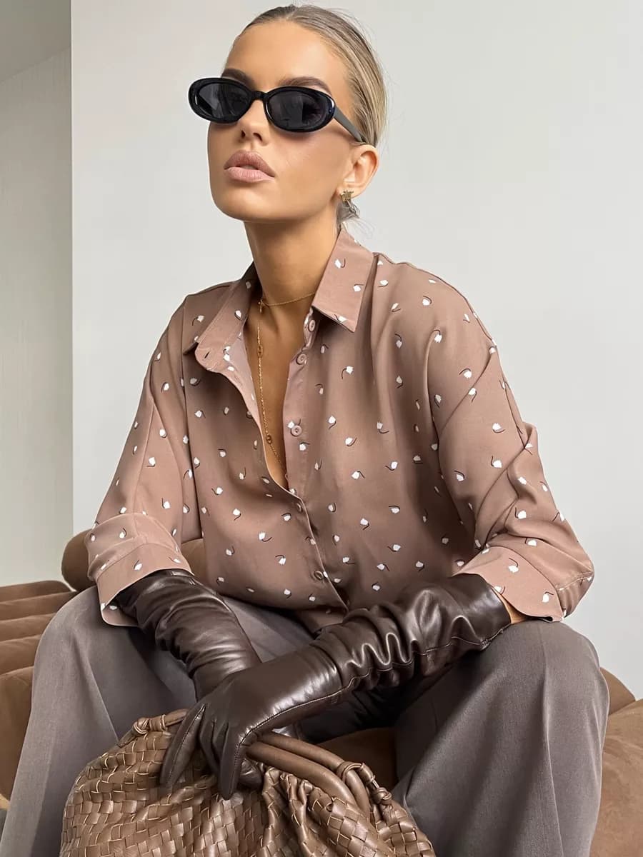 Блузка рубашка офисная нарядная - фото 1