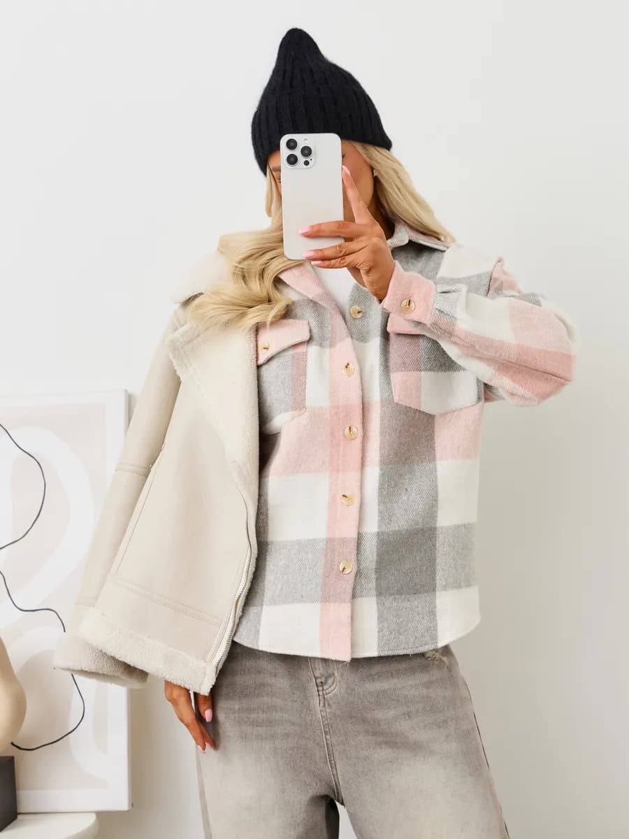 Рубашка теплая в клетку оверсайз