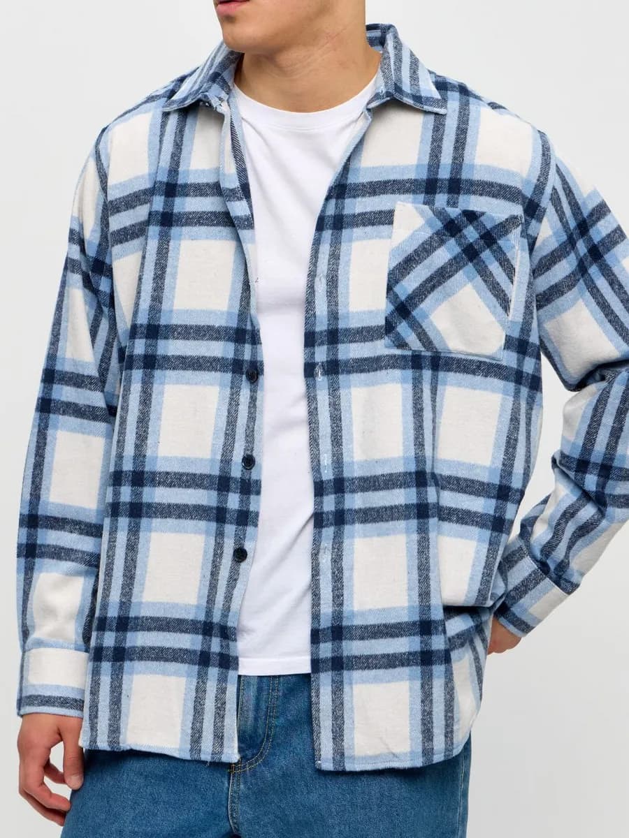 Рубашка в клетку с длинным рукавом