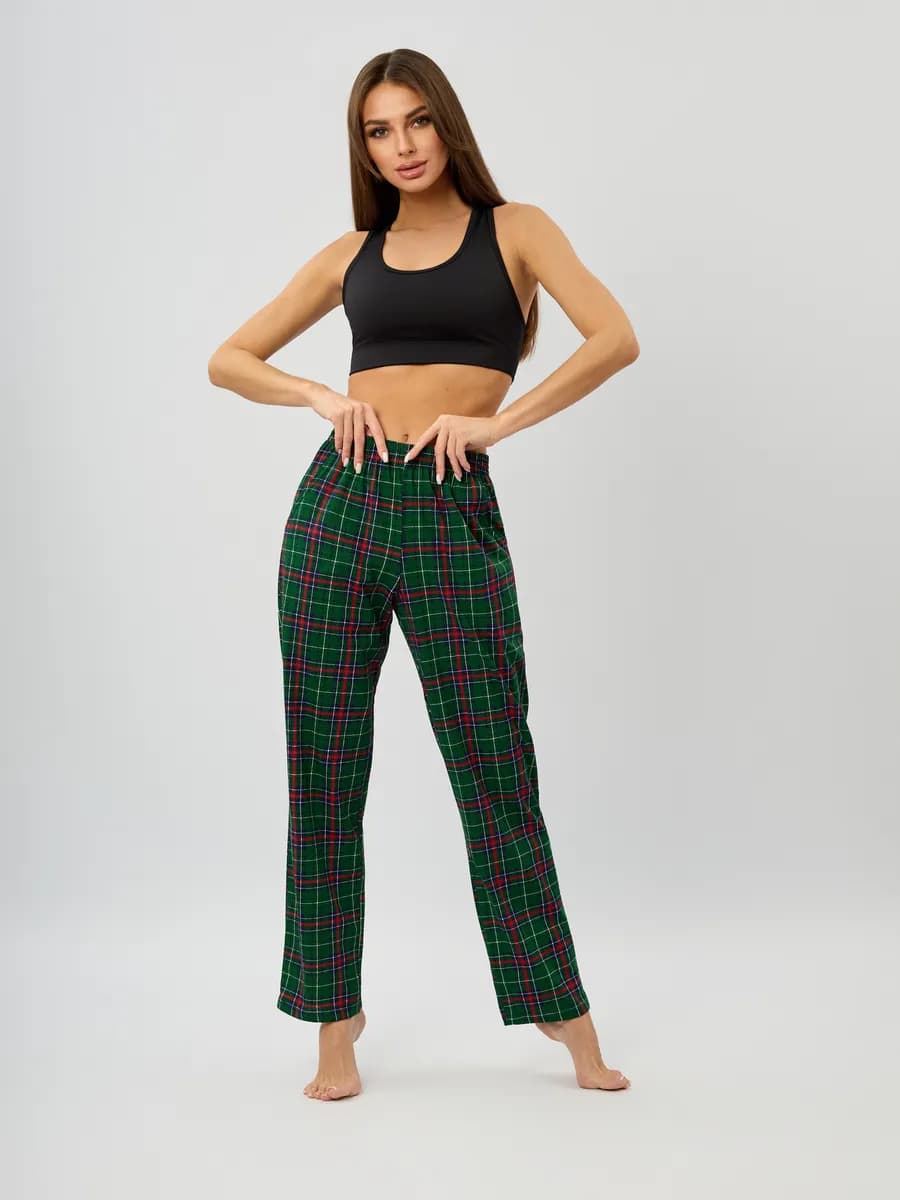 Брюки домашние пижамные в клетку новогодние