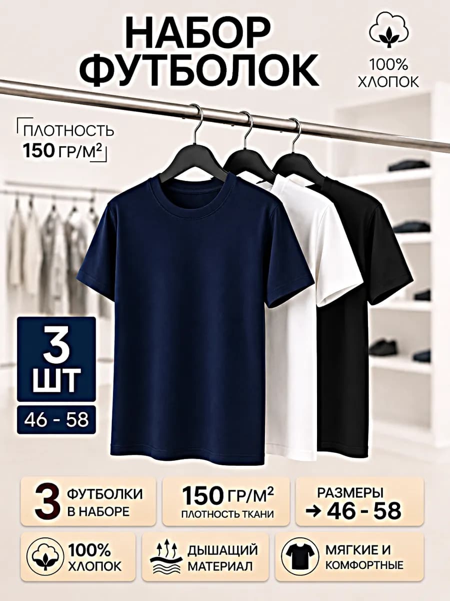 Футболка хлопок набор 3 шт