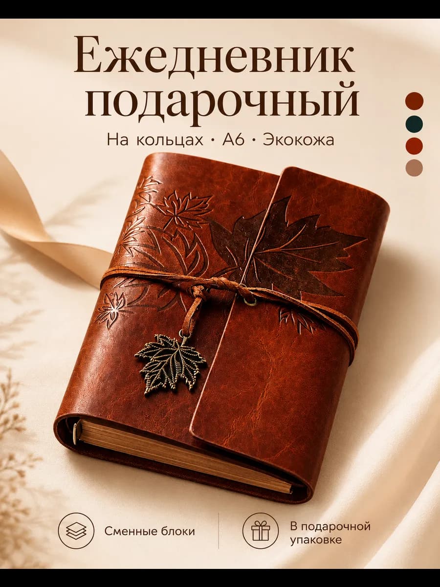 Ежедневник недатированный на кольцах а6 подарочный