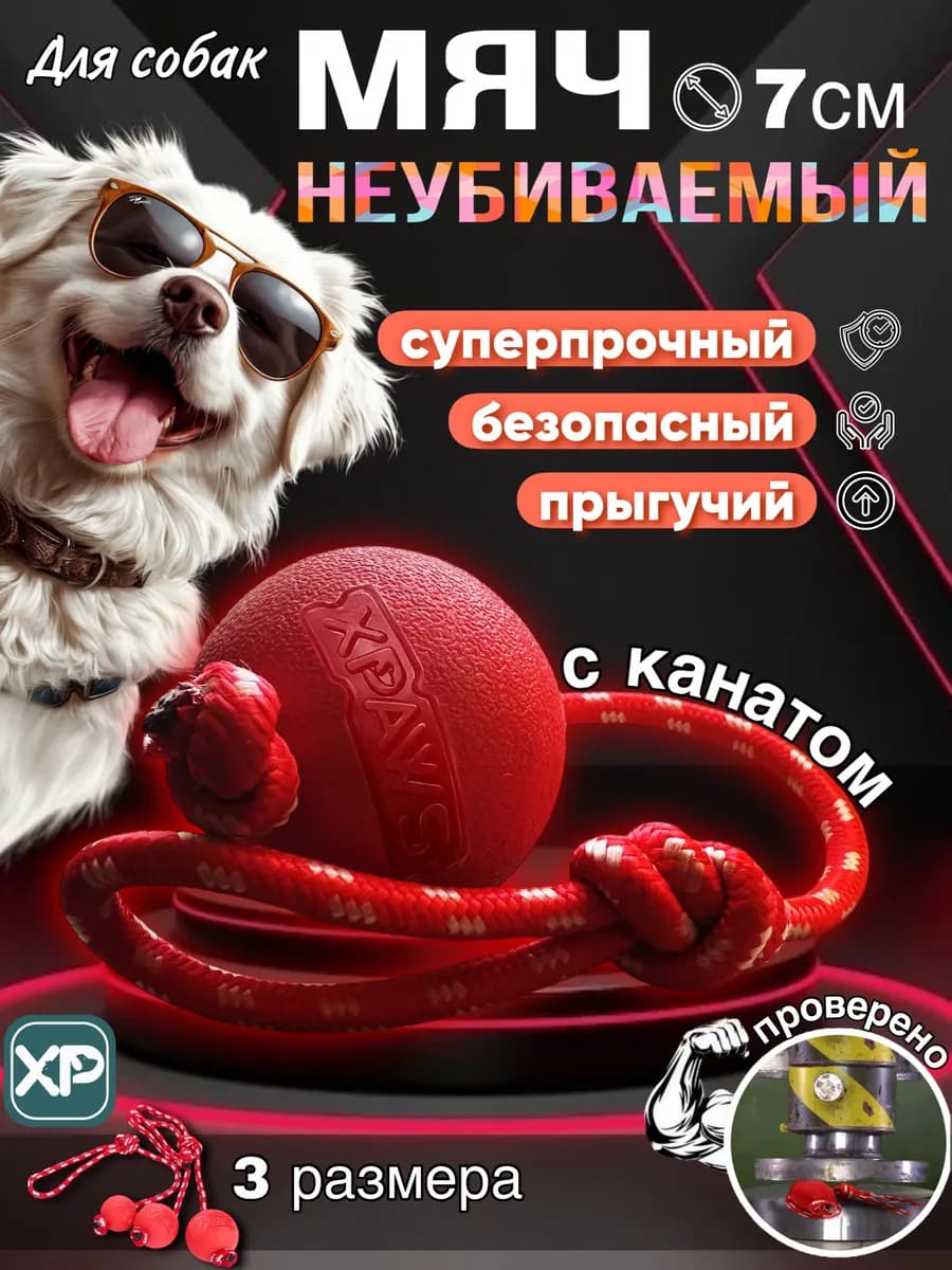Мячик для собак на веревке