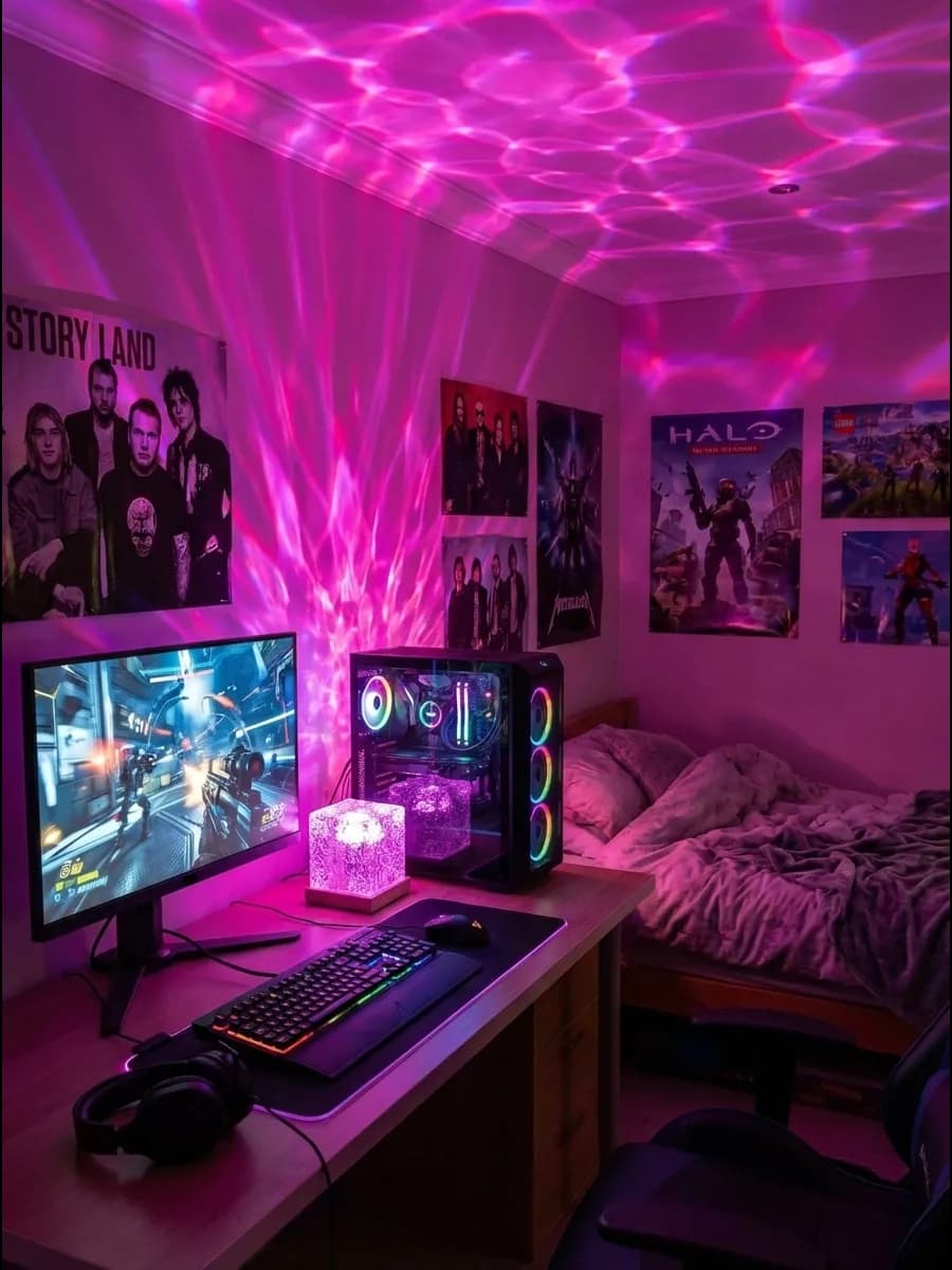 квадратный ночник-кристалл куб северное сияние - фото 1