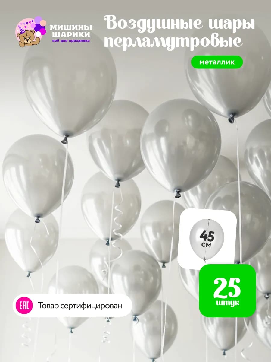 Воздушные шары набор для праздника большие металлик 25 шт