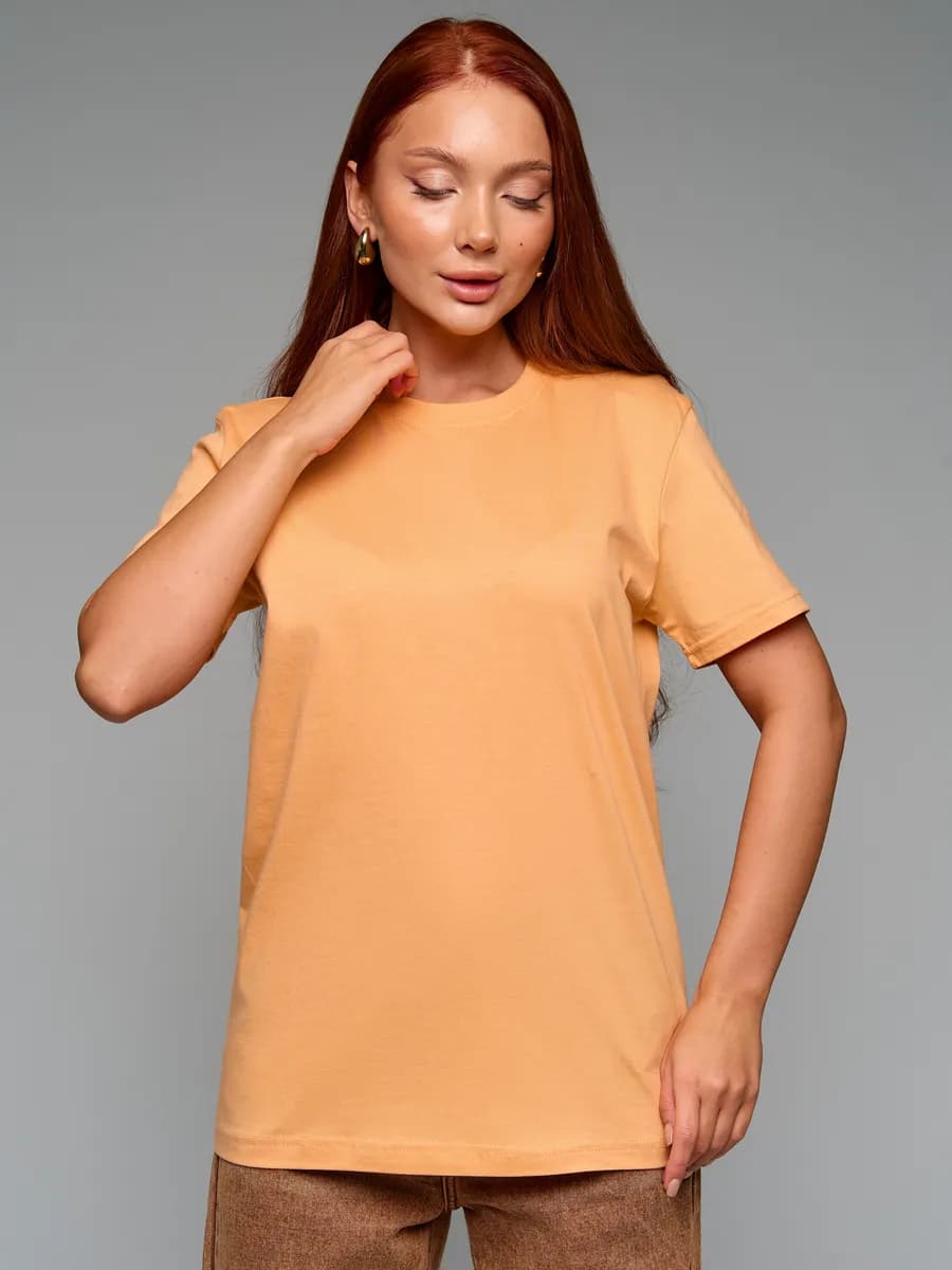 Футболка персиковая однотонная оверсайз