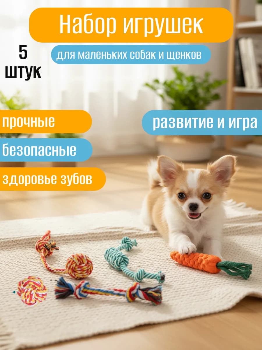 Набор игрушек для собак мелких пород и щенков