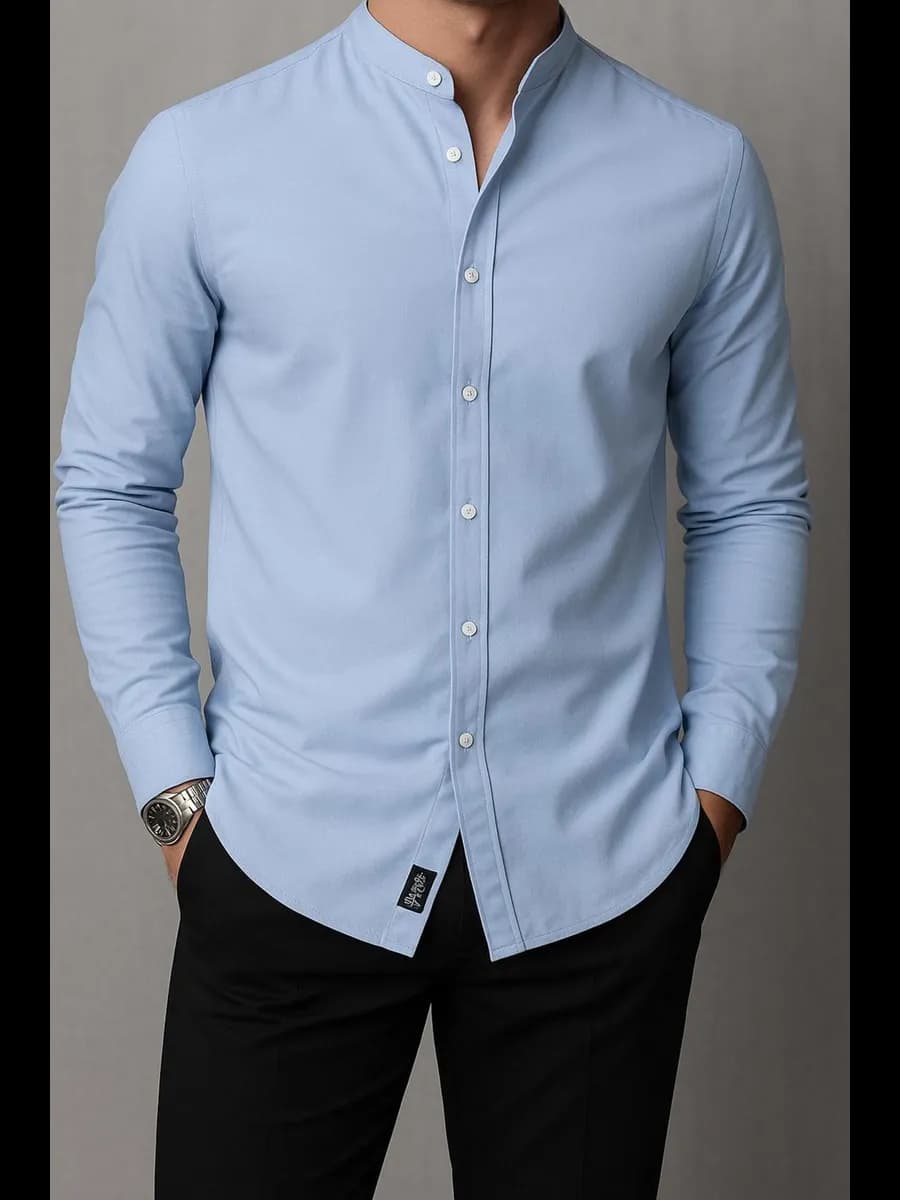 Рубашка классическая приталенная с воротником стойкой