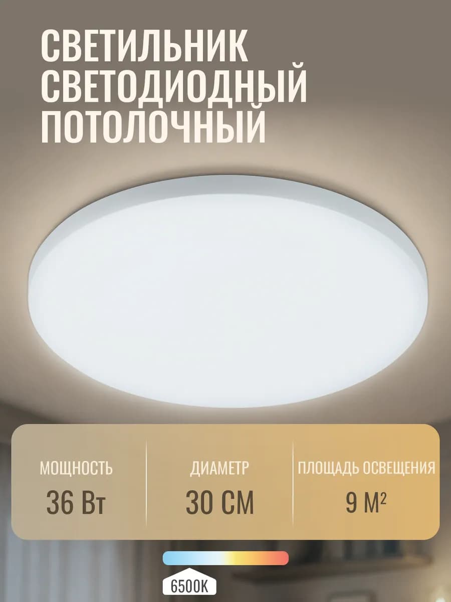 Светильник люстра потолочный светодиодный круглый 36W 6500K