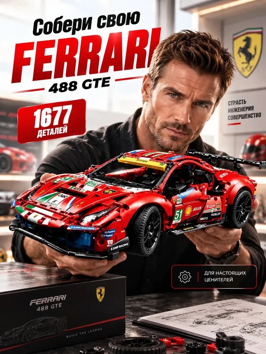 Конструктор для мальчиков машина Ferrari 488