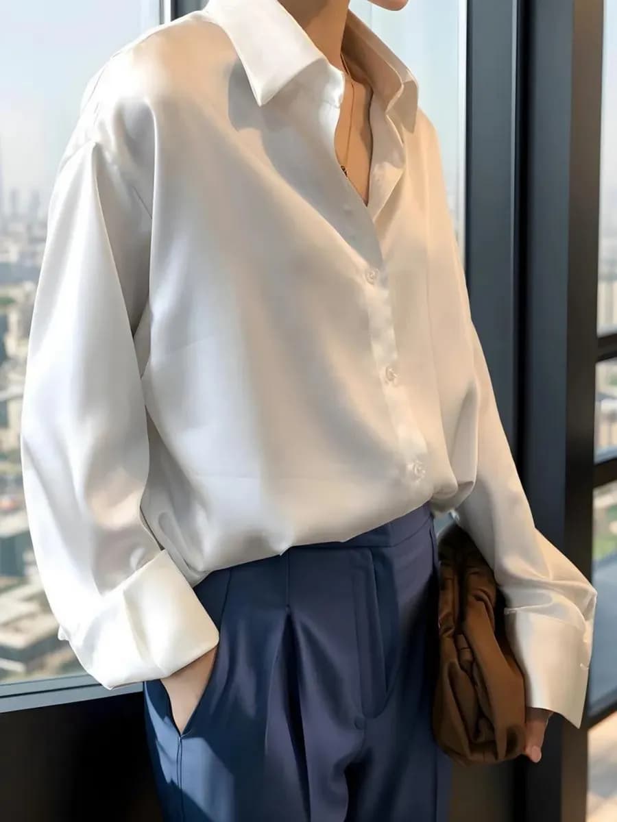 Рубашка атласная офисная