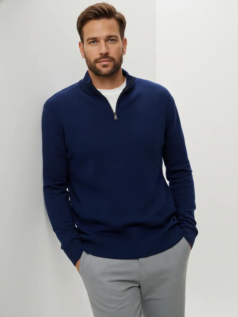 Джемпер на молнии классический с воротником