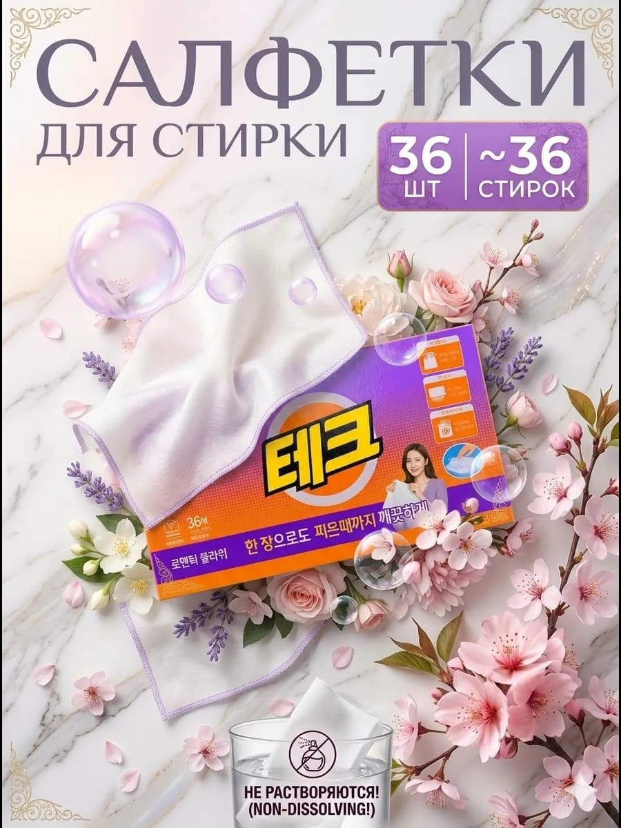 салфетки для стирки (цветочный аромат)