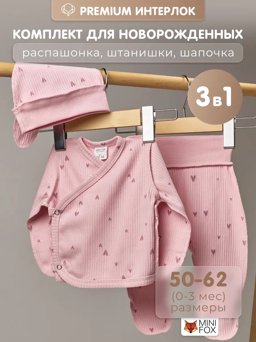 Комплект на выписку для новорожденных распашонка и ползунки