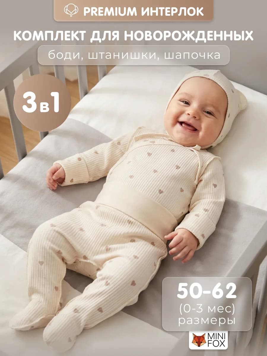 Комплект на выписку набор с боди для новорожденных