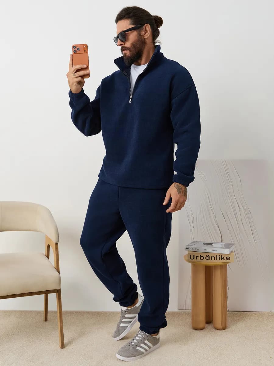 Теплый вельветовый костюм на молнии