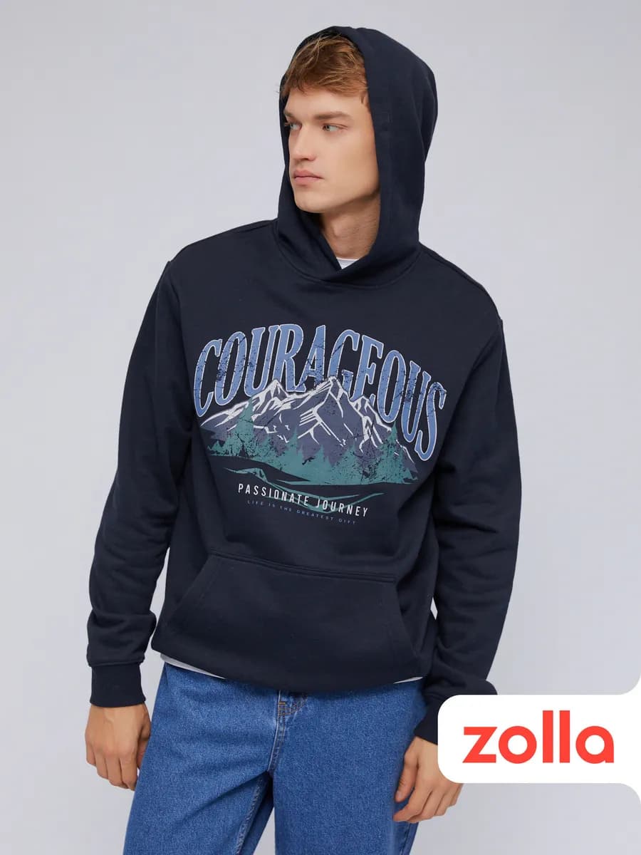 Мужской худи с принтом-надписью