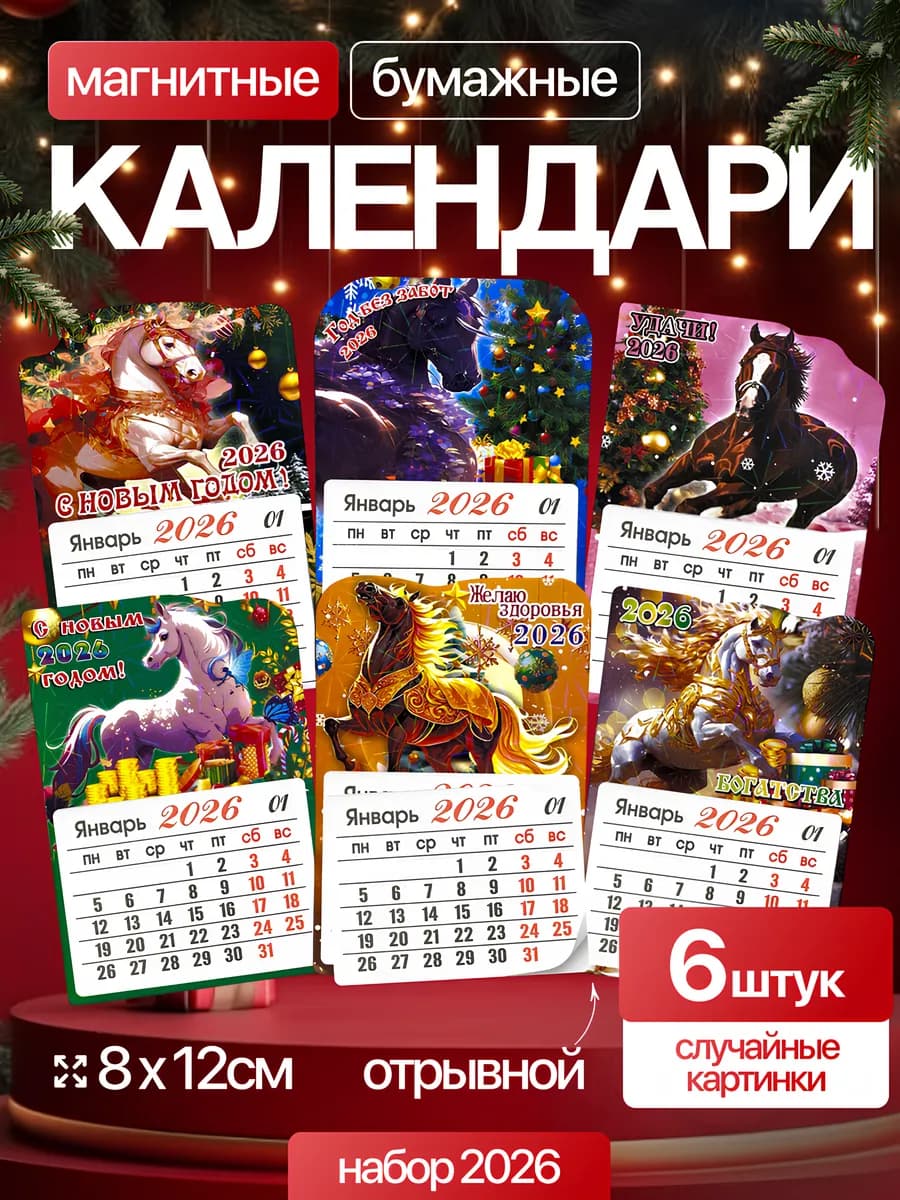Календарь 2026 на магните на холодильник - фото 1