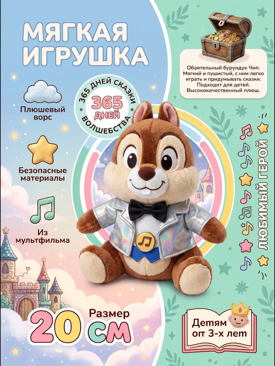 Мягкая игрушка маленькая музыкальная Чип
