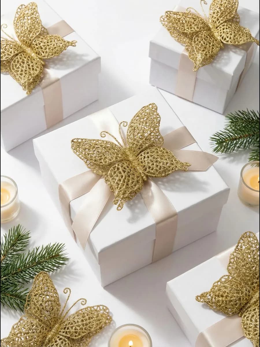 Новогодние украшения на елку набор бабочки