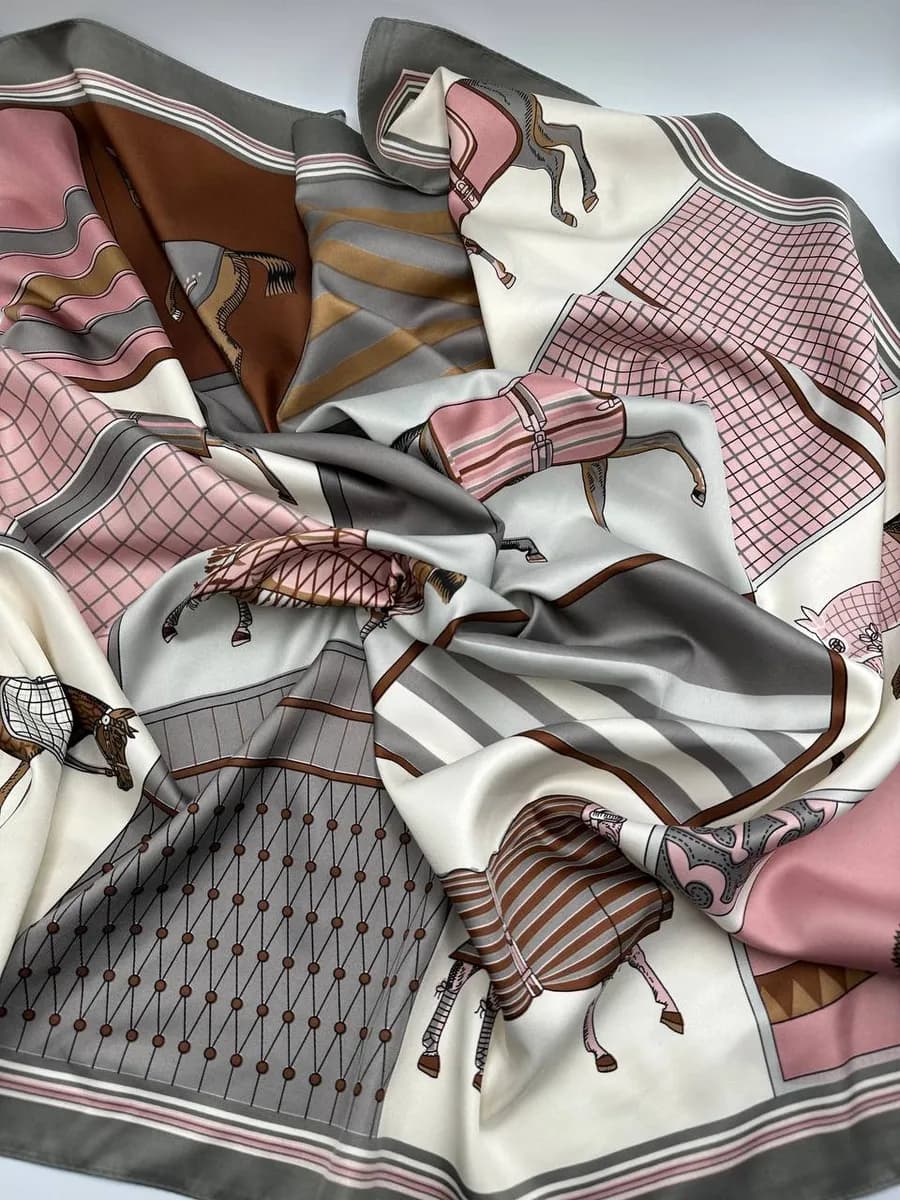 Платок шелковый на голову и шею теплый косынка лето осень