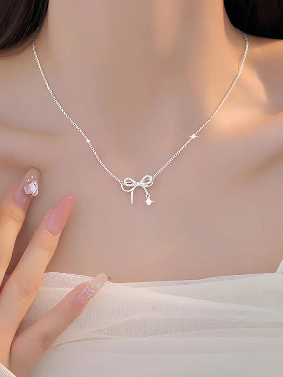 Подвеска на шею бантик бижутерия