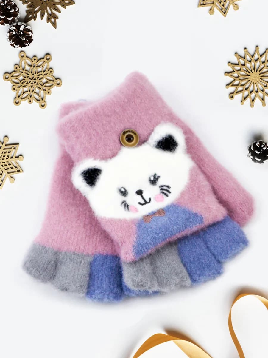 Перчатки-варежки-митенки без пальцев (4-7 лет)