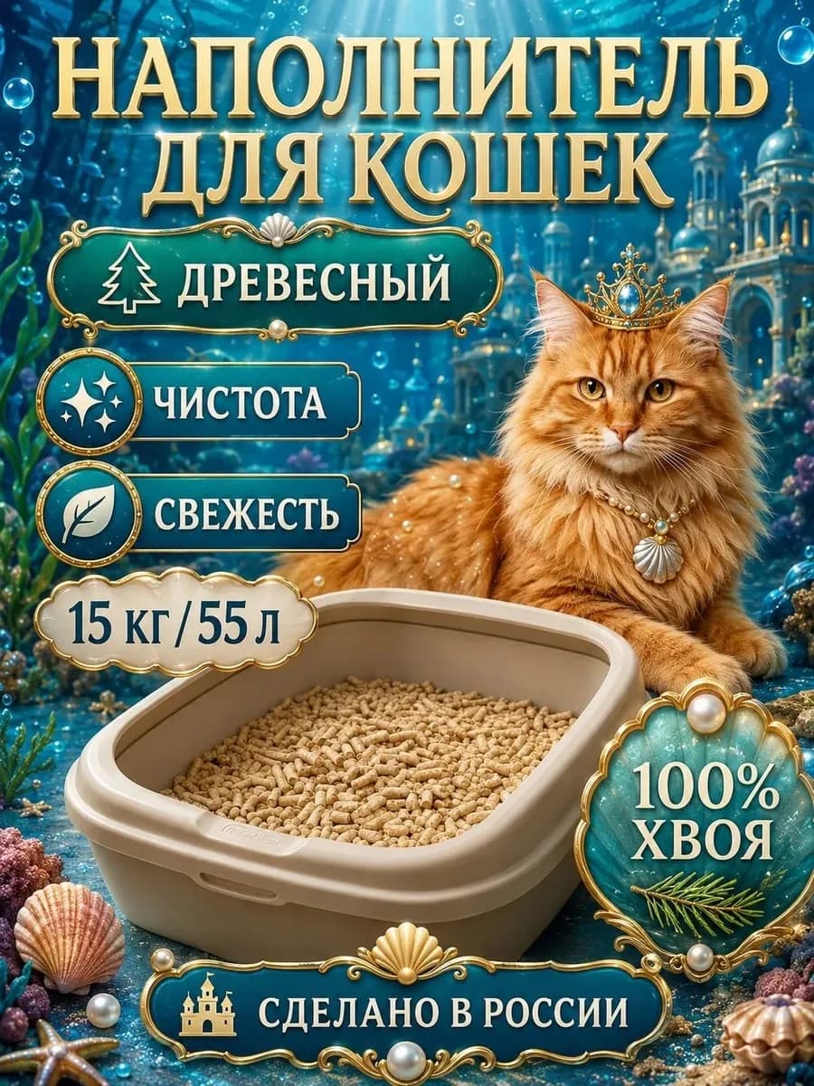 Наполнитель для кошачьего туалета древесный 15 кг